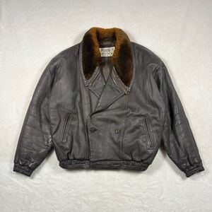 Shearling & Leather Aviator Bomber 90s
